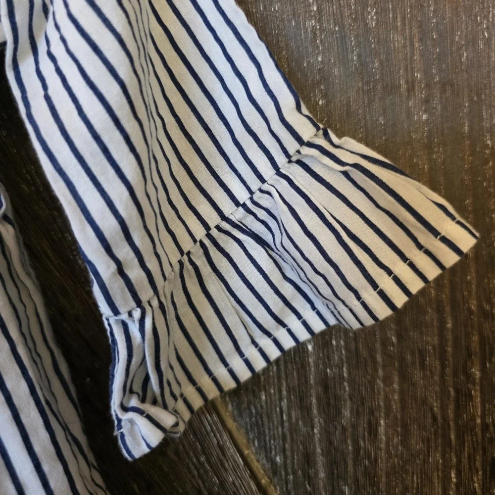 Baby Gap Dress Infant Girl's Size 6-12 Months Stripes Embroidered Bell‎ Sleeves